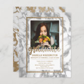 Gold Marble Script Foto Graduation Party (Vorne/Hinten)