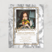 Gold Marble Script Foto Graduation Party (Vorderseite)