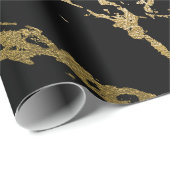 Gold Marble Shiny Glam Black Abstrakt VIP Geschenkpapier (Rolleneckpunkt)