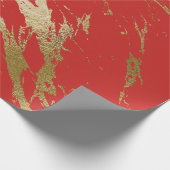 Gold Marble Shiny Glam Vivid Bright Red Geschenkpapier (Ecke)