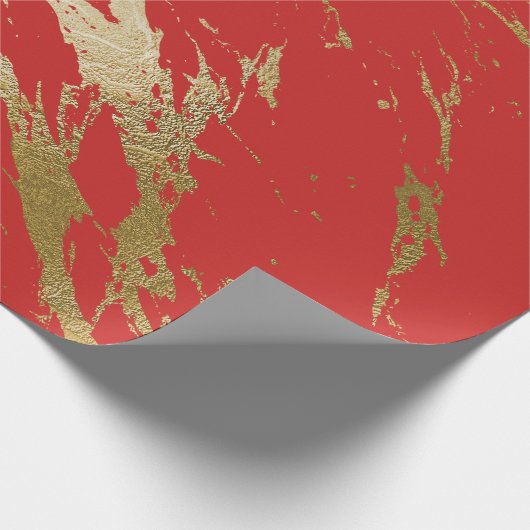 Gold Marble Shiny Glam Vivid Bright Red Geschenkpapier (Ecke)