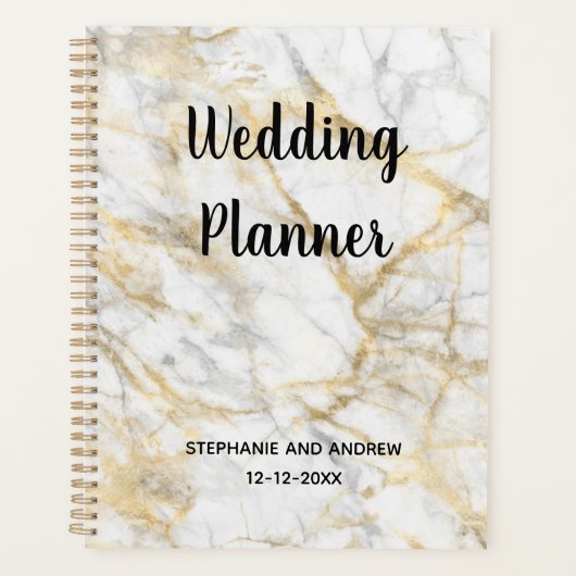 Gold Marble Trendy Personalisiert Wedding Planner Planer (Vorderseite)