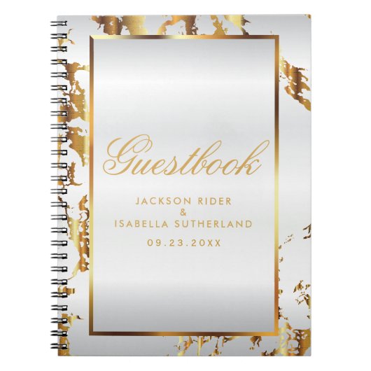 Gold Marble & White Satin - Gästebuch Notizblock (Vorderseite)