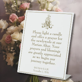 Gold Marian Cross gesegnet Mutter Altar-Zeichen Sockelschild