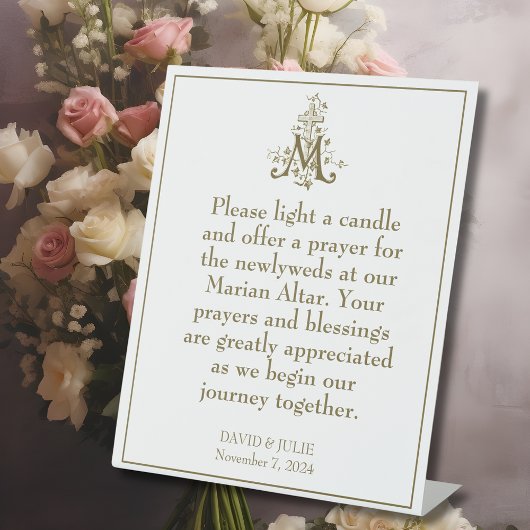 Gold Marian Cross gesegnet Mutter Altar-Zeichen Sockelschild