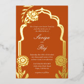 Gold Marigold Indian Wedding Einladung (Vorderseite)
