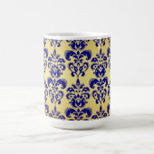 Gold, Marine-Blau-Damast-Muster 2 Kaffeetasse (Mittel)