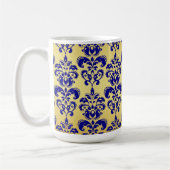 Gold, Marine-Blau-Damast-Muster 2 Kaffeetasse (Links)