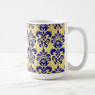 Gold, Marine-Blau-Damast-Muster 2 Kaffeetasse
