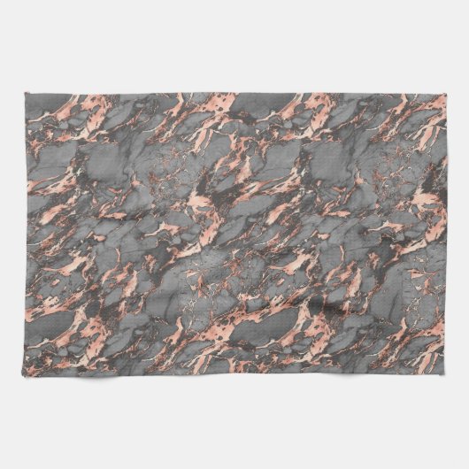 Gold-Marmor aus Schwarz, Grau und Rose Geschirrtuch (Horizontal)