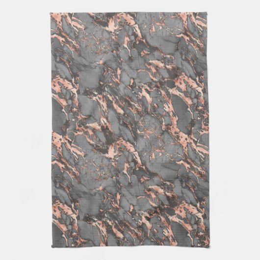 Gold-Marmor aus Schwarz, Grau und Rose Geschirrtuch (Vertikal)