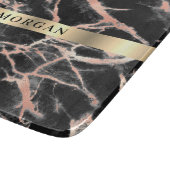 Gold-Marmor aus Schwarz und Rose, Name auf Goldban Schneidebrett (Ecke)
