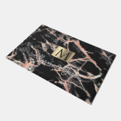 Gold-Marmor aus Schwarz und Rose, Namen und Monogr Fußmatte (Schrägansicht)