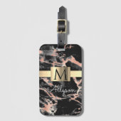 Gold-Marmor-Box, Name & Monogramm Gepäckanhänger (Vorderseite Vertikal)