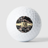 Gold-Marmor-Box, Name & Monogramm Golfball (Vorderseite)