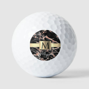 Gold-Marmor-Box, Name & Monogramm Golfball