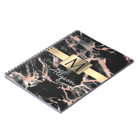 Gold-Marmor-Box, Name & Monogramm Notizblock (Linke Seite)