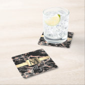 Gold-Marmor-Box, Name & Monogramm Rechteckiger Pappuntersetzer (Vor Ort)