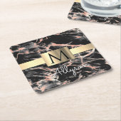Gold-Marmor-Box, Name & Monogramm Rechteckiger Pappuntersetzer (angewinkelt)