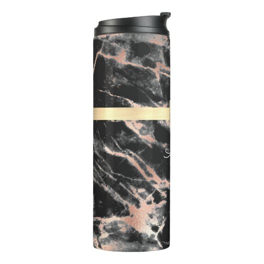 Gold-Marmor-Box, Name & Monogramm Thermosbecher (Nach links gedreht)