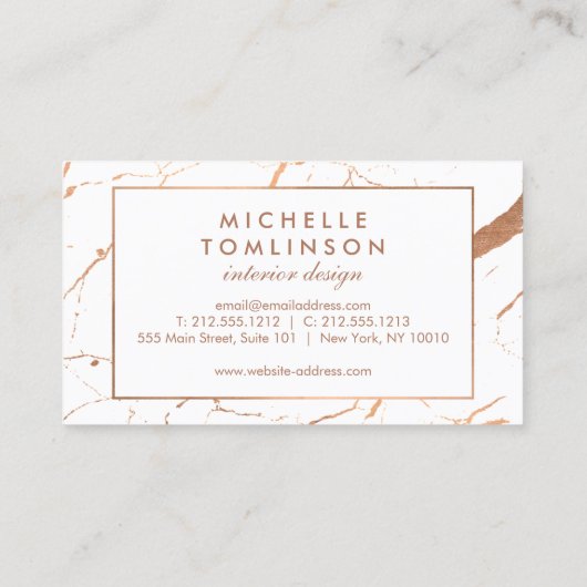 Gold-Marmor-Designer für Weiß und Rose Visitenkarte (Rückseite)