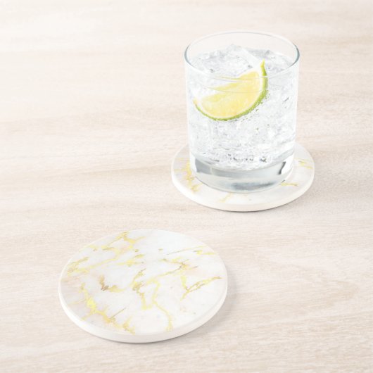 Gold Marmor Elegantes Design Trendy Template Round Getränkeuntersetzer (Seite)