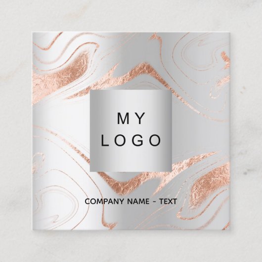 Gold-Marmor-Firmenlogo der Silber-Rose QR-Code Quadratische Visitenkarte (Vorderseite)