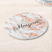 Gold-Marmor für Weiß und Rose, Name für Schwarzes  Runder Pappuntersetzer (Angewinkelt)