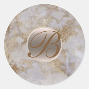 Gold Marmor Glam Modern Chic Monogram Initial Runder Aufkleber