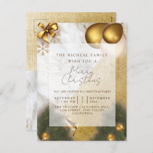 Gold Marmor Glitzer Jahr & Weihnachten Party Liefe (Vorne/Hinten)