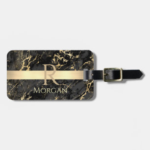 Gold-Marmor-Gold-Bar Name+Monogramm, Info Gepäckanhänger