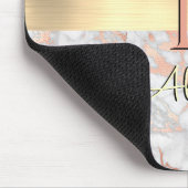 Gold-Marmor, Goldname und Monogramm, weiß und Rose Mousepad (Ecke)