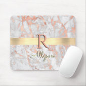 Gold-Marmor, Goldname und Monogramm, weiß und Rose Mousepad (Mit Mouse)