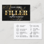 Gold Marmor Luxury Filler Aftercare Card Visitenkarte (Vorne/Hinten)