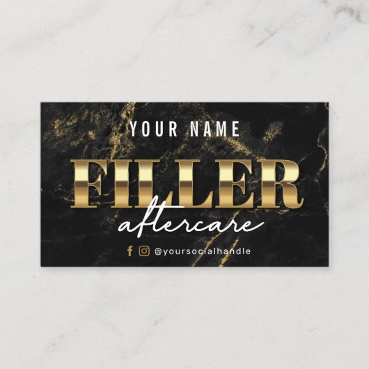 Gold Marmor Luxury Filler Aftercare Card Visitenkarte (Vorderseite)
