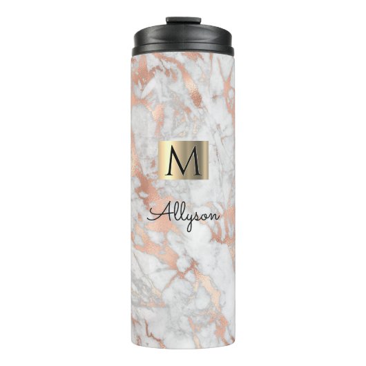 Gold-Marmor, Name & Monogramm, Vs 2 Thermosbecher (Vorderseite)