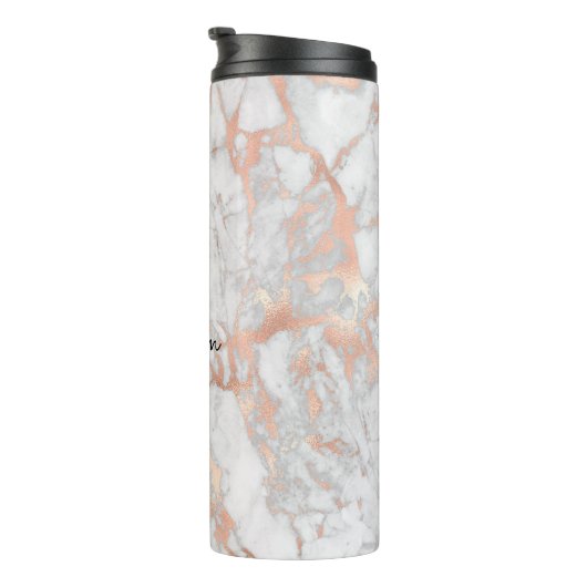 Gold-Marmor, Name & Monogramm, Vs 2 Thermosbecher (Nach rechts gedreht)