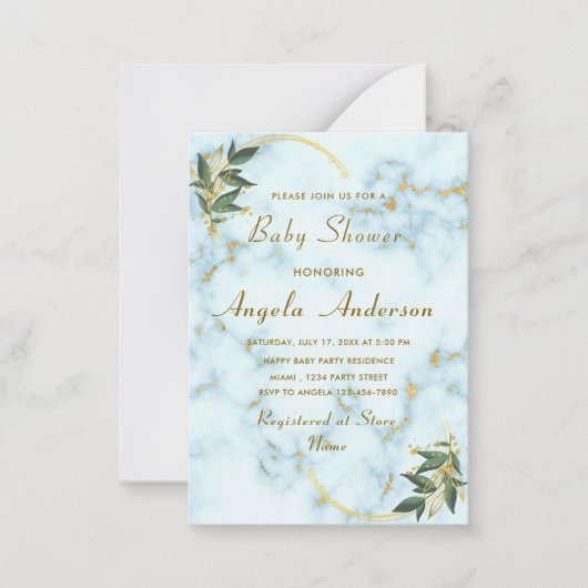 Gold Marmor QR Code Kinderdusche Einladung (Vorderseite)