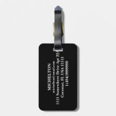 Gold-Marmor-Schwarz-Personalisiert Gepäckanhänger (Rückseite vertikal)