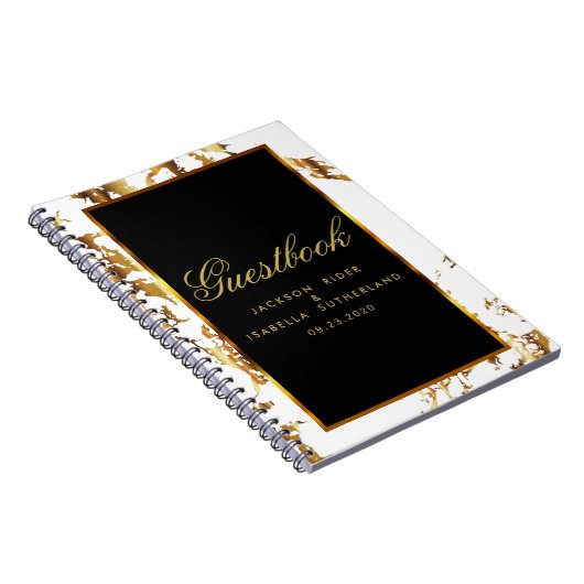 Gold Marmor, Schwarz und Weiß - Gästebuch Notizblock (Rechte Seite)