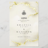 Gold Marmor Texture Islamic Wedding Menu Card (Vorderseite)