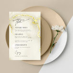 Gold Marmor Texture Islamic Wedding Menu Card<br><div class="desc">Luxuriöse Gold Marmor Texture Islamic Wedding Menu Card Erhöhen Sie Ihren Hochzeitsempfang mit diesen exquisiten Luxus Gold Marmor Texture Wedding Menu Cards. Diese eleganten Menükarten mit atemberaubendem goldfarbenem Marmor strahlen ein Gefühl von Opulenz und Eleganz aus. Dieses Hochzeitsmenü ist ein echter Showstopper! Die Vorderseite hat einen schönen goldenen Marmorboden mit...</div>