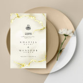 Gold Marmor Texture Islamic Wedding Menu Card
