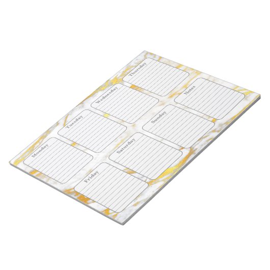 Gold Marmor Weekly Planer 40-Seiten-Notepad Notizblock (angewinkelt)
