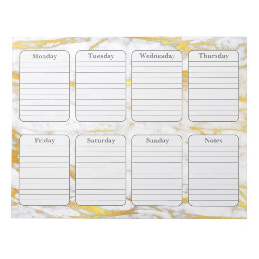 Gold Marmor Weekly Planer 40-Seiten-Notepad Notizblock (Vorderseite)