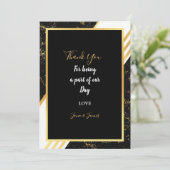 Gold Marmorstreifen Typografie schwarz Danke Einladung (Stehend Vorderseite)