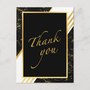 Gold Marmorstreifen Typografie schwarz Danke, Pos Postkarte