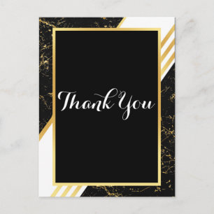 Gold Marmorstreifen Typografie schwarz Danke Postkarte