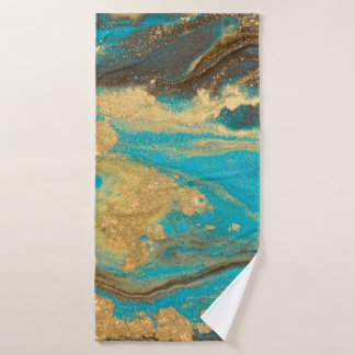 Gold Marmortextur Design. Blaue und goldene Marmel Badehandtuch