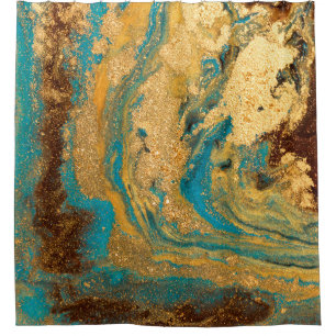 Gold Marmortextur Design. Blaue und goldene Marmel Duschvorhang